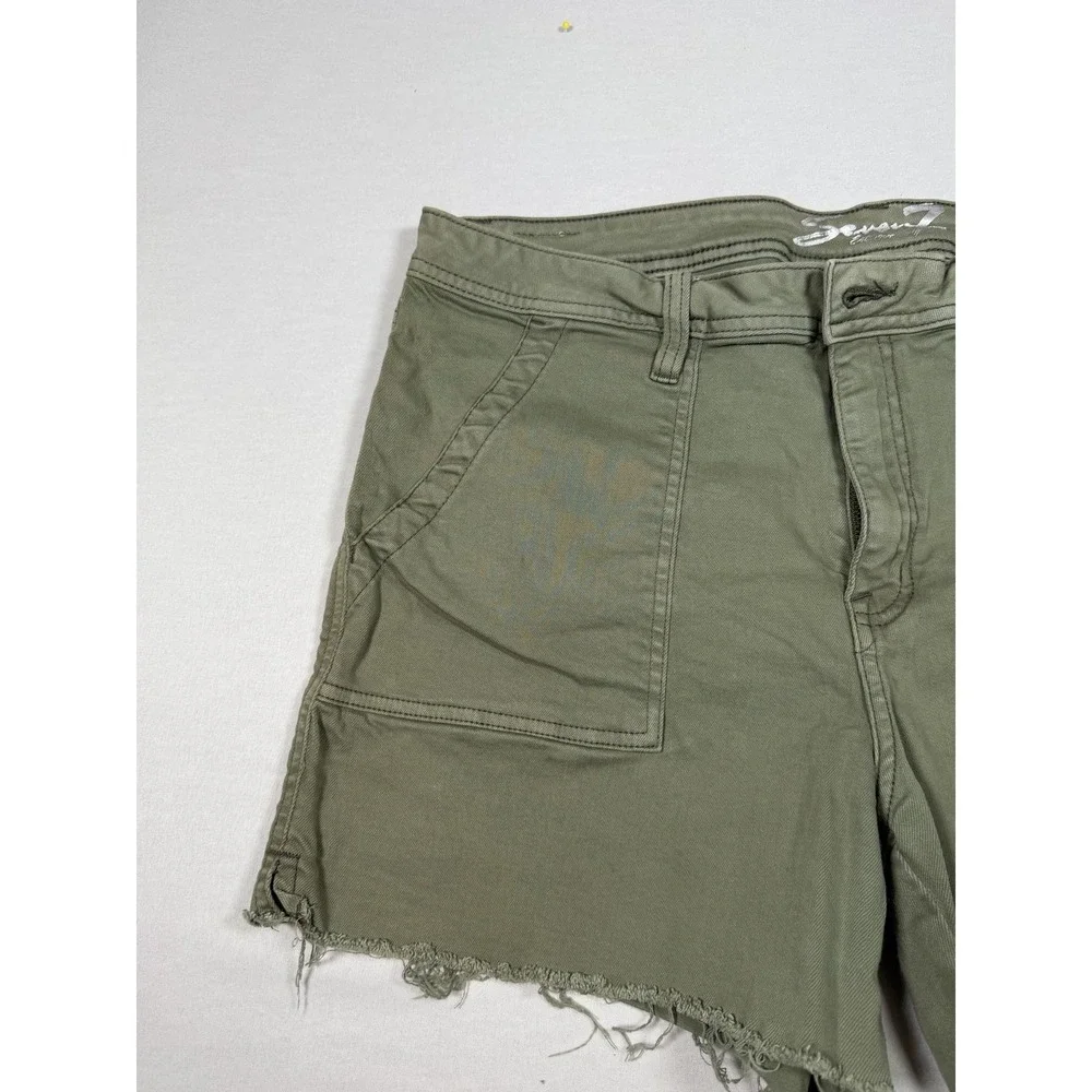 Seven7 Shorts Womens 16 Green Utility‎ Twill Cutoff Frayed Hem Patch Pockets